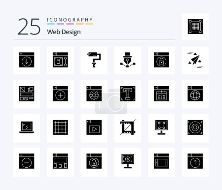 Téléchargez les illustrations : Web Design 25 Solid Glyph icon pack including draw. art. tool. drawing. tool - en licence libre de droit
