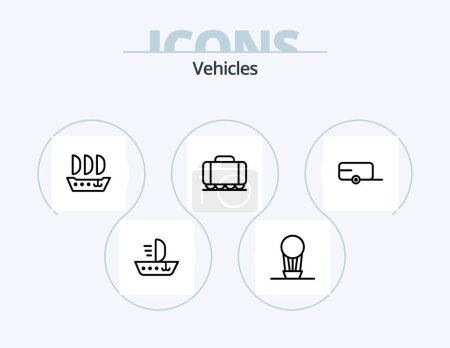 Illustration for Vehicles Line Icon Pack 5 Icon Design. . vehicles. sign. truck. ship - Royalty Free Image