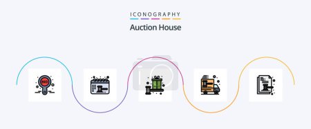 Illustration for Auction Line Filled Flat 5 Icon Pack Including car. auction. balance. truck. present - Royalty Free Image