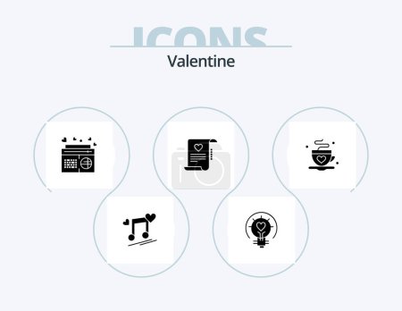 Illustration for Valentine Glyph Icon Pack 5 Icon Design. love. valentines. love. valentine. light bulb - Royalty Free Image