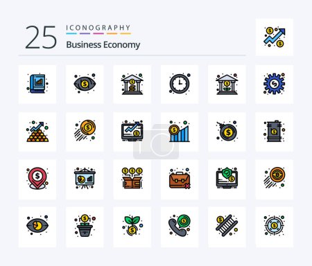 Ilustración de Economy 25 Line Filled icon pack including money. bank. bank. time. economy - Imagen libre de derechos