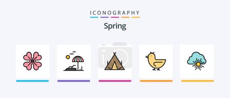 Illustration for Spring Line Filled 5 Icon Pack Including umbrella. shovels. spring. shovel. spring. Creative Icons Design - Royalty Free Image