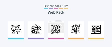 Ilustración de Web Pack Line 5 Icon Pack Including . location. page. web. gear. Creative Icons Design - Imagen libre de derechos