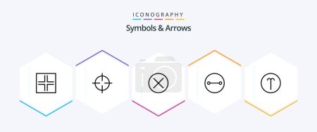 Illustration for Symbols and Arrows 25 Line icon pack including symbolism. aries. close. symbols. ancient - Royalty Free Image