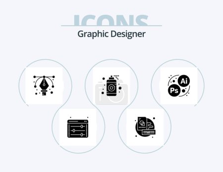Téléchargez les illustrations : Graphic Designer Glyph Icon Pack 5 Icon Design. art. branding. design. spray. graphic - en licence libre de droit