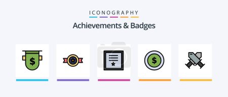 Ilustración de Achievements and Badges Line Filled 5 Icon Pack Including achievement. idea. wreath. creative. shield. Creative Icons Design - Imagen libre de derechos