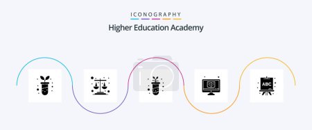 Téléchargez les illustrations : Academy Glyph 5 Icon Pack Including learning. abc. study. monitor. study - en licence libre de droit