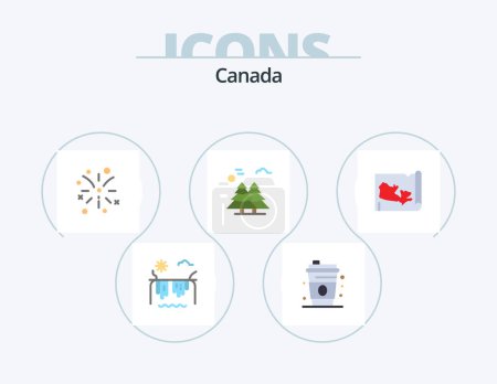 Téléchargez les illustrations : Canada Flat Icon Pack 5 Icon Design. canada. map. fire work. scandinavia. canada - en licence libre de droit