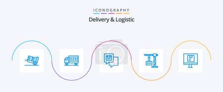 Illustration for Delivery And Logistic Blue 5 Icon Pack Including delivery. cargo. transport. shipping. feedback - Royalty Free Image