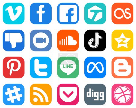Ilustración de 20 Unique Social Media Icons such as douyin. music. facebook and sound icons. Gradient Icons Pack - Imagen libre de derechos