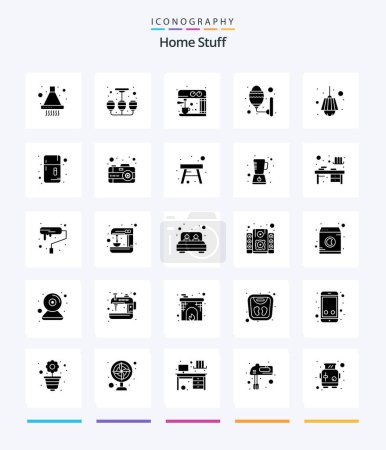 Illustration for Creative Home Stuff 25 Glyph Solid Black icon pack  Such As home. bulb. coffee. room. lamp - Royalty Free Image