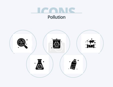 Ilustración de Pollution Glyph Icon Pack 5 Icon Design. pollution. gas. radioactive. waste. gas - Imagen libre de derechos