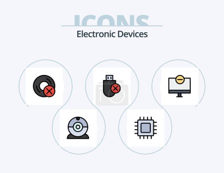 Illustration for Devices Line Filled Icon Pack 5 Icon Design. hardware. disc. hardware. devices. roll - Royalty Free Image