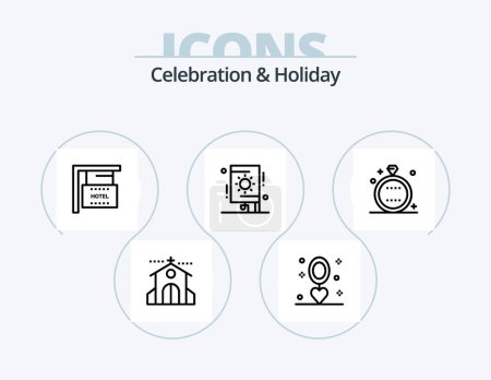 Illustration for Celebration and Holiday Line Icon Pack 5 Icon Design. holiday. event. party. celebration. marriage - Royalty Free Image