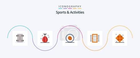 Téléchargez les illustrations : Sports and Activities Flat 5 Icon Pack Including boat. activities. speed. rugby scrum. rugby field - en licence libre de droit