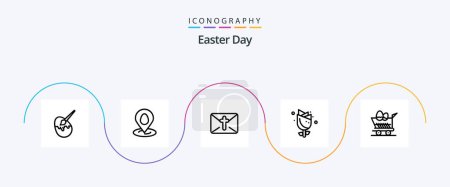 Téléchargez les illustrations : Easter Line 5 Icon Pack Including trolley. holiday. massege. nature. flower - en licence libre de droit