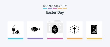 Téléchargez les illustrations : Easter Glyph 5 Icon Pack Including easter. easter. bird. cross. celebration. Creative Icons Design - en licence libre de droit