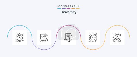 Illustration for University Line 5 Icon Pack Including tools. watch. certificate. wall. clock - Royalty Free Image