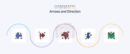 Illustration for Arrow Line Filled Flat 5 Icon Pack Including . down. right. chevron. left - Royalty Free Image