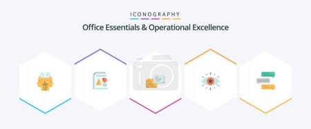 Illustration for Office Essentials And Operational Exellence 25 Flat icon pack including . secret society. business. symbol. popup - Royalty Free Image