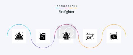 Illustration for Firefighter Glyph 5 Icon Pack Including . add. hydrant. bag. leave - Royalty Free Image