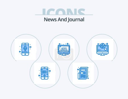 Ilustración de News Blue Icon Pack 5 Icon Design. news. public. mobile. news. campaign - Imagen libre de derechos