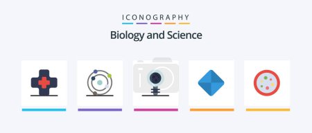 Illustration for Biology Flat 5 Icon Pack Including equipment. biology. chemistry. viagra. pill. Creative Icons Design - Royalty Free Image