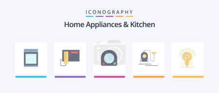 Ilustración de Home Appliances And Kitchen Flat 5 Icon Pack Including idea. cable. fan. hotel. vacuum. Creative Icons Design - Imagen libre de derechos