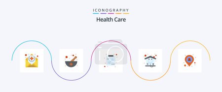 Illustration for Health Care Flat 5 Icon Pack Including emergency. bone. nursing home. home - Royalty Free Image
