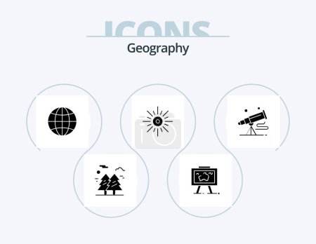 Ilustración de Geo Graphy Glyph Icon Pack 5 Icon Design. morning. sun. photo. geography. earth - Imagen libre de derechos