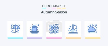 Illustration for Autumn Blue 5 Icon Pack Including rake. fall. tea. broom. viscous. Creative Icons Design - Royalty Free Image