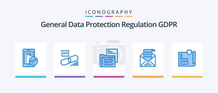 Illustration for Gdpr Blue 5 Icon Pack Including european. commission. secure. gdpr. file. Creative Icons Design - Royalty Free Image