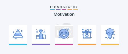 Ilustración de Motivation Blue 5 Icon Pack Including big idea. star. adoration. reward. gift. Creative Icons Design - Imagen libre de derechos
