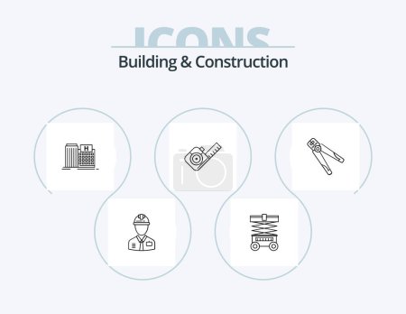 Ilustración de Building And Construction Line Icon Pack 5 Icon Design. small. accuracy. clinic. measuring. traffic - Imagen libre de derechos