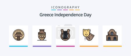 Ilustración de Greece Independence Day Line Filled 5 Icon Pack Including . text. masks. file. seurity. Creative Icons Design - Imagen libre de derechos