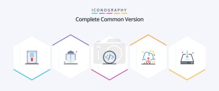 Illustration for Complete Common Version 25 Flat icon pack including . download. development. down. upload - Royalty Free Image