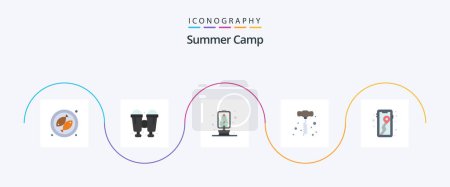 Illustration for Summer Camp Flat 5 Icon Pack Including . camping. travel. map. mobile - Royalty Free Image