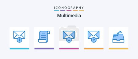 Téléchargez les illustrations : Multimedia Blue 5 Icon Pack Including . send. send. mail. Creative Icons Design - en licence libre de droit
