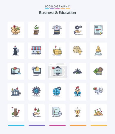 Téléchargez les illustrations : Creative Business And Education 25 Line FIlled icon pack  Such As idea. solution. profit. hack. card - en licence libre de droit