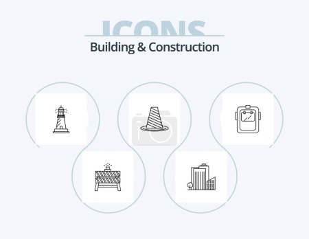 Illustration for Building And Construction Line Icon Pack 5 Icon Design. protection. mask. stage. tools. bade - Royalty Free Image