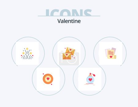 Téléchargez les illustrations : Valentine Flat Icon Pack 5 Icon Design. love. valentines. love. valentine. valentine - en licence libre de droit