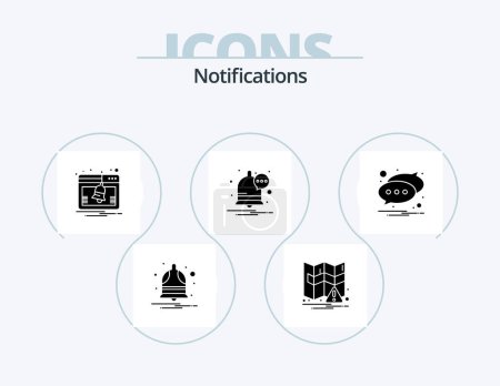 Illustration for Notifications Glyph Icon Pack 5 Icon Design. text. notification. activity. chat. message - Royalty Free Image