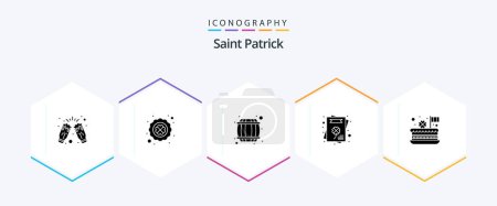 Illustration for Saint Patrick 25 Glyph icon pack including celebrate. invitation. poker. greeting card. drink - Royalty Free Image