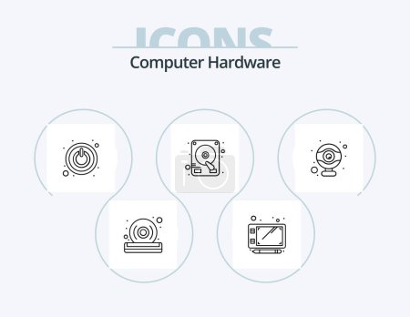 Ilustración de Computer Hardware Line Icon Pack 5 Icon Design. . wifi. hardware. router. usb - Imagen libre de derechos