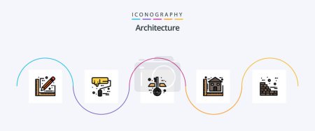 Illustration for Architecture Line Filled Flat 5 Icon Pack Including construction. house. architecture. home. blueprint - Royalty Free Image