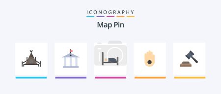 Téléchargez les illustrations : Map Pin Flat 5 Icon Pack Including . patient. law. auction. Creative Icons Design - en licence libre de droit