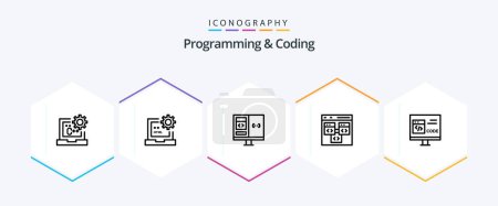 Ilustración de Programming And Coding 25 Line icon pack including coding. app. development. development. computer - Imagen libre de derechos