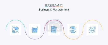 Téléchargez les illustrations : Business And Management Blue 5 Icon Pack Including startup. company. price. business. loading - en licence libre de droit