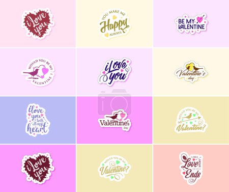 Téléchargez les illustrations : Celebrating the Power of Love on Valentine's Day Stickers - en licence libre de droit