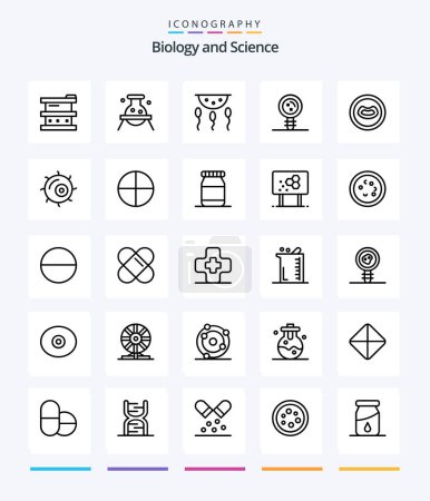 Téléchargez les illustrations : Creative Biology 25 OutLine icon pack  Such As chromosome. biology. dangerous. process. chemistry - en licence libre de droit